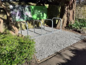 Bike rack installed at Malleny Garden by NTS