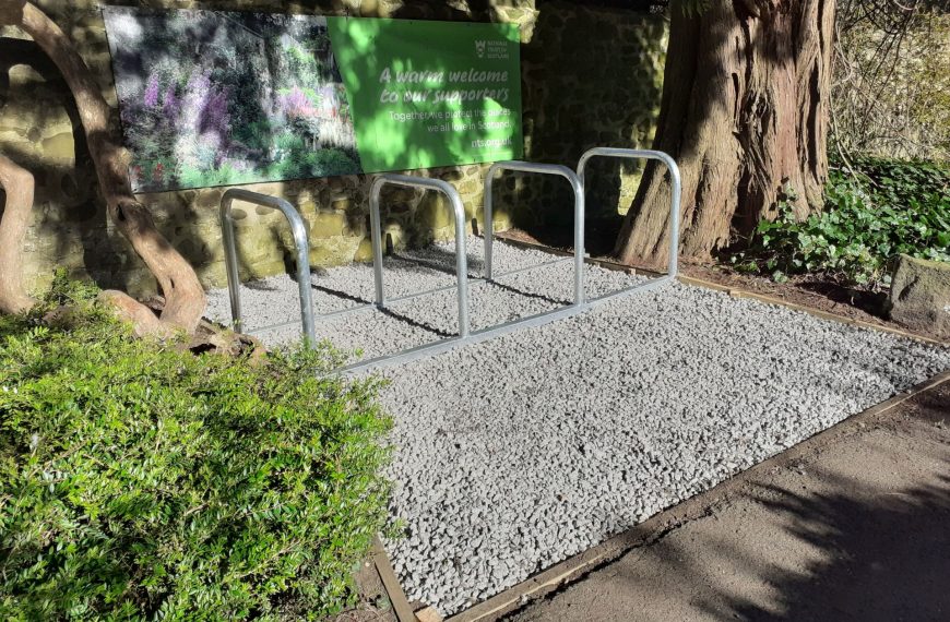 Bike rack installed at Malleny Garden by NTS
