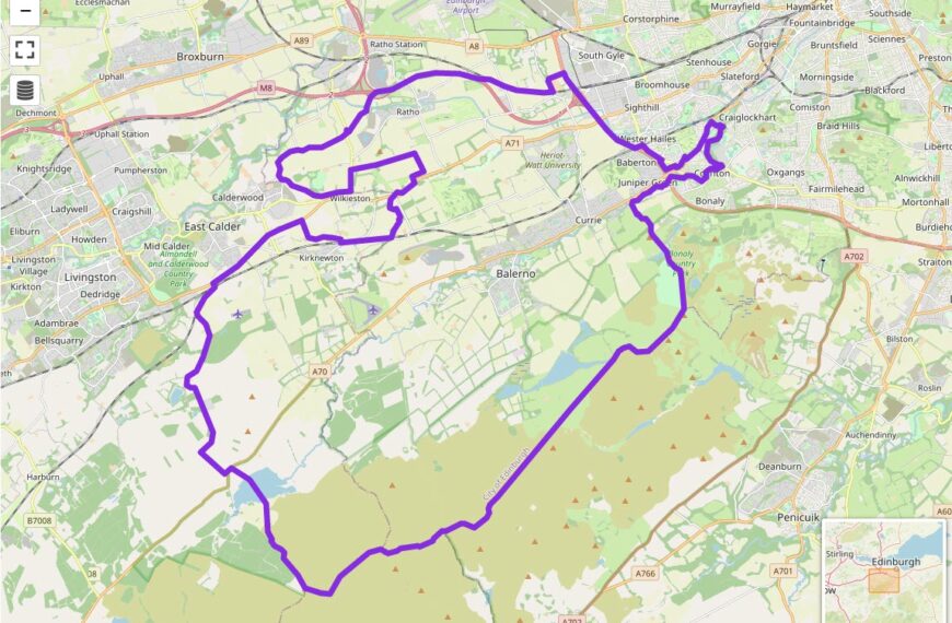 Image showing the boundary of the Pentland Community Chest Area of Benefit