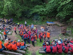 Photo of the bibs being worn by Scouts