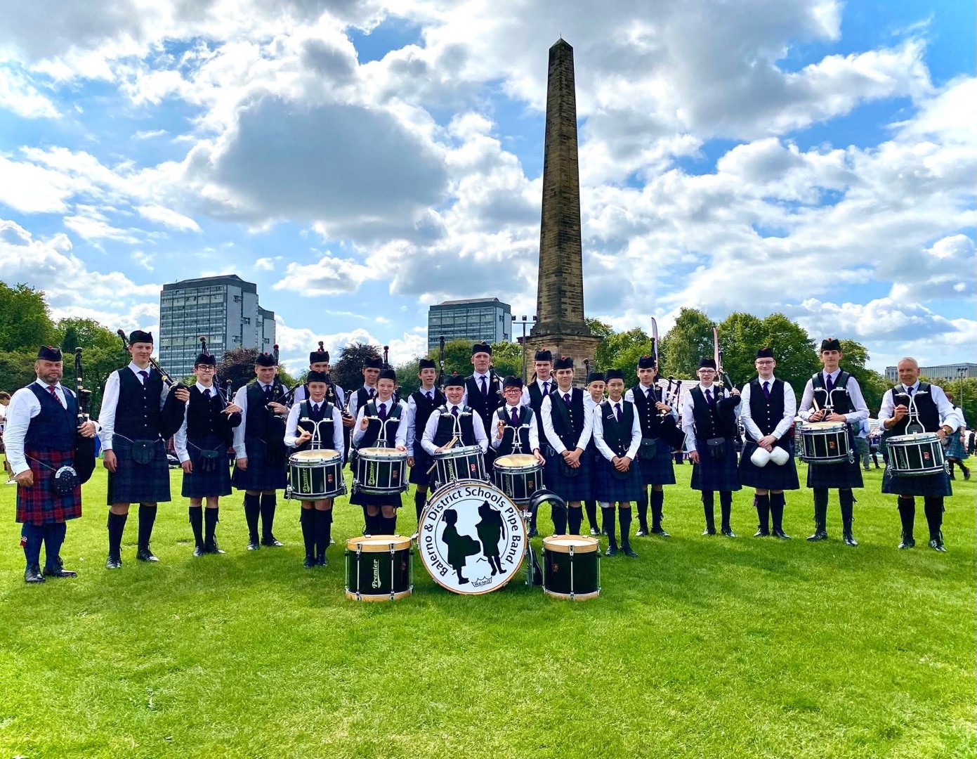 The Pile Band in full regalia with instruments